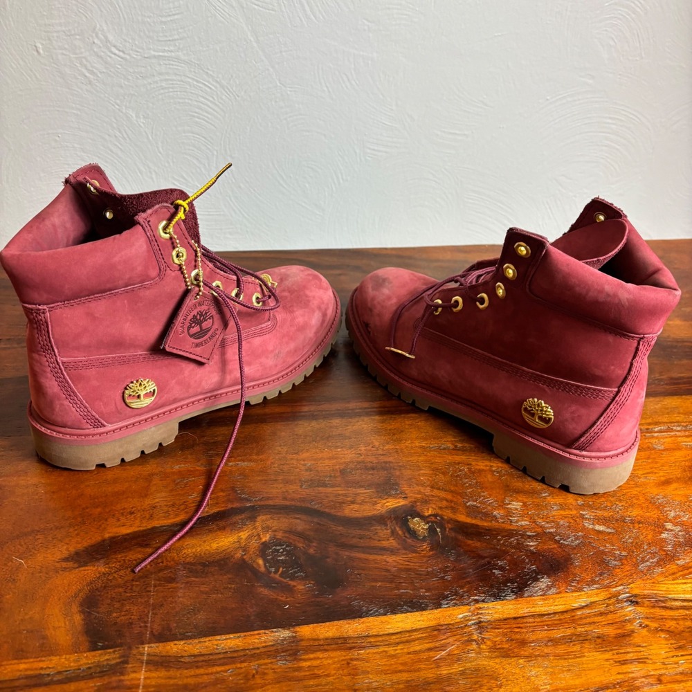 Timberland Women's Burgundy Suede Lace-Up Boots - Picture 8 of 13